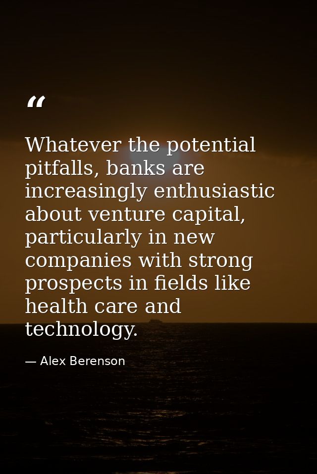 Whatever the potential pitfalls, banks are increasingly enthusiastic about venture capital, particularly in new companie — Alex Berenson
