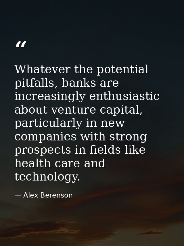 Whatever the potential pitfalls, banks are increasingly enthusiastic about venture capital, particularly in new companie — Alex Berenson