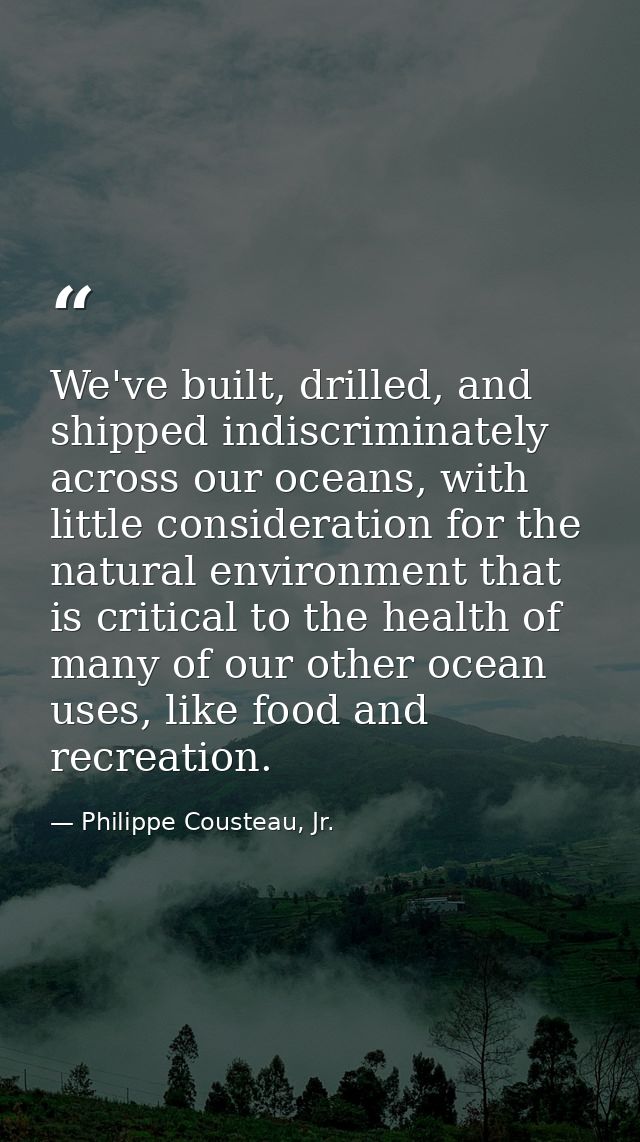 We've built, drilled, and shipped indiscriminately across our oceans, with little consideration for the natural environm — Philippe Cousteau, Jr.