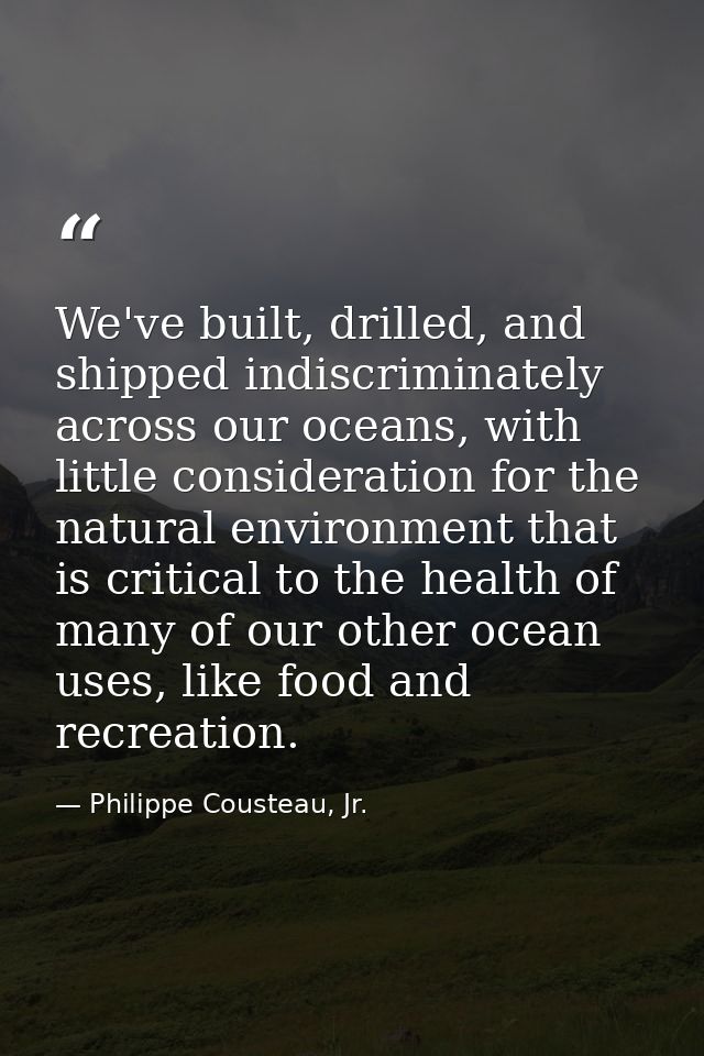We've built, drilled, and shipped indiscriminately across our oceans, with little consideration for the natural environm — Philippe Cousteau, Jr.