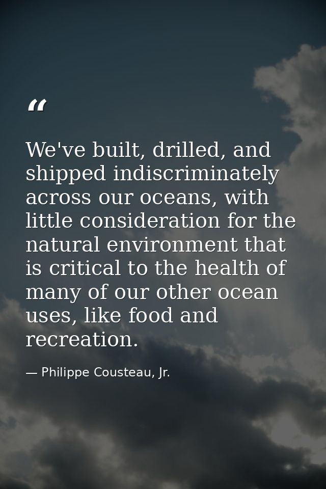 We've built, drilled, and shipped indiscriminately across our oceans, with little consideration for the natural environm — Philippe Cousteau, Jr.