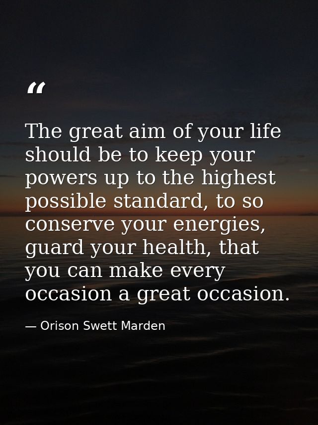 The great aim of your life should be to keep your powers up to the highest possible standard, to so conserve your energi — Orison Swett Marden