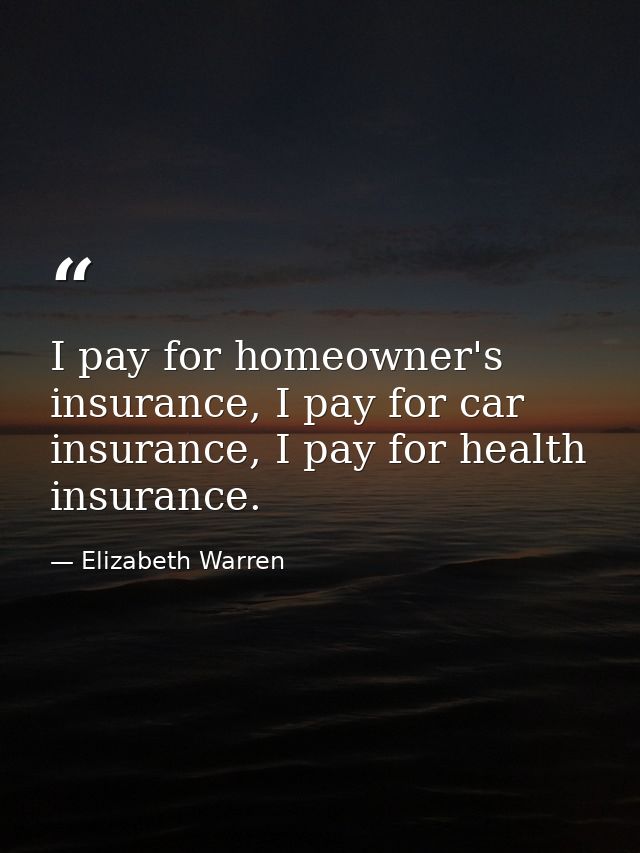 I pay for homeowner's insurance, I pay for car insurance, I pay for health insurance. — Elizabeth Warren