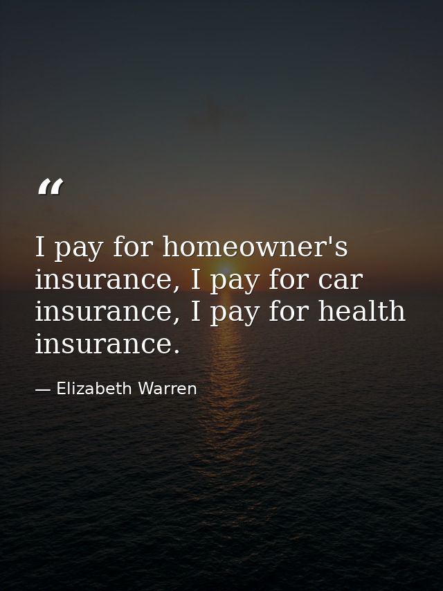 I pay for homeowner's insurance, I pay for car insurance, I pay for health insurance. — Elizabeth Warren