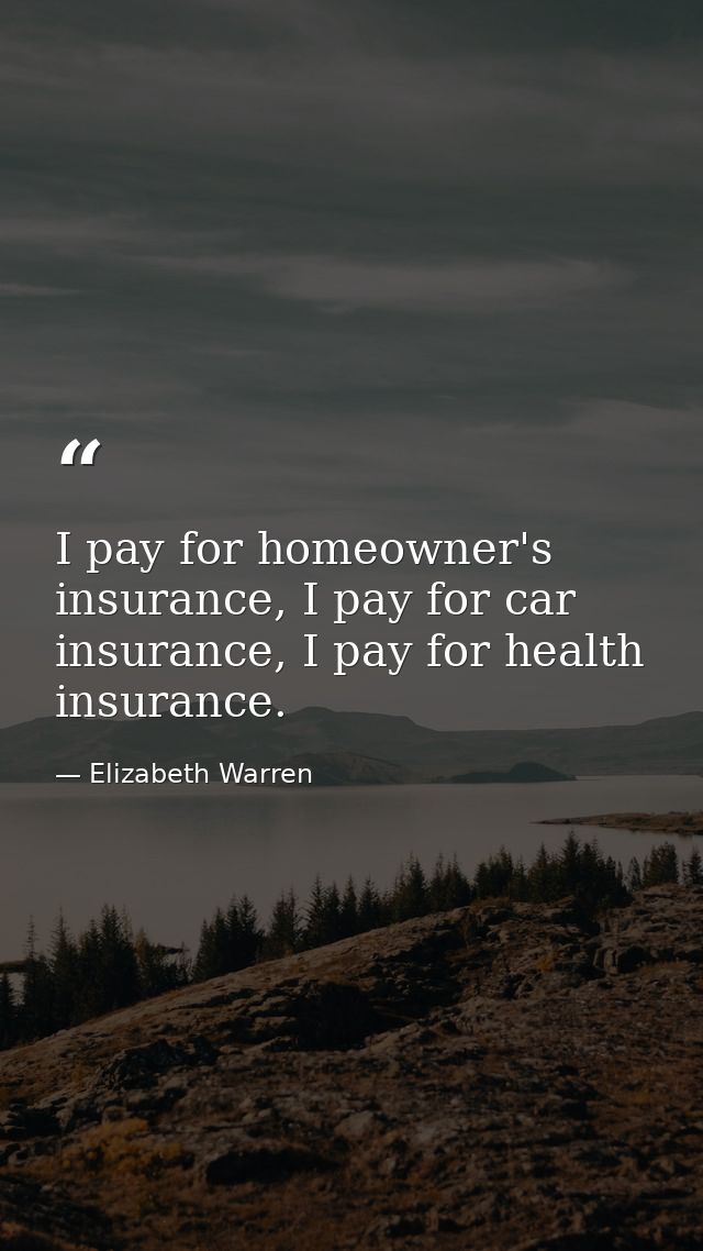 I pay for homeowner's insurance, I pay for car insurance, I pay for health insurance. — Elizabeth Warren