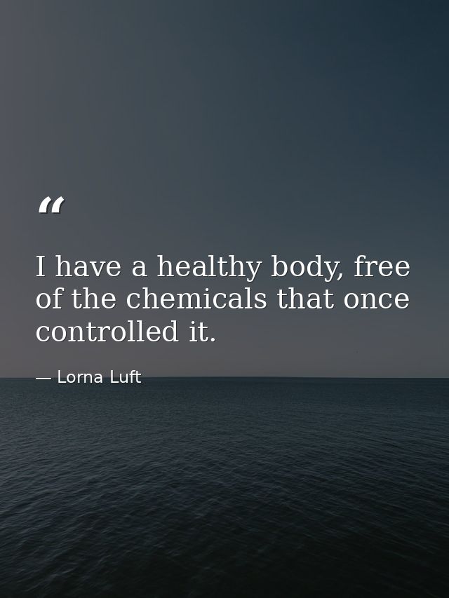 I have a healthy body, free of the chemicals that once controlled it. — Lorna Luft