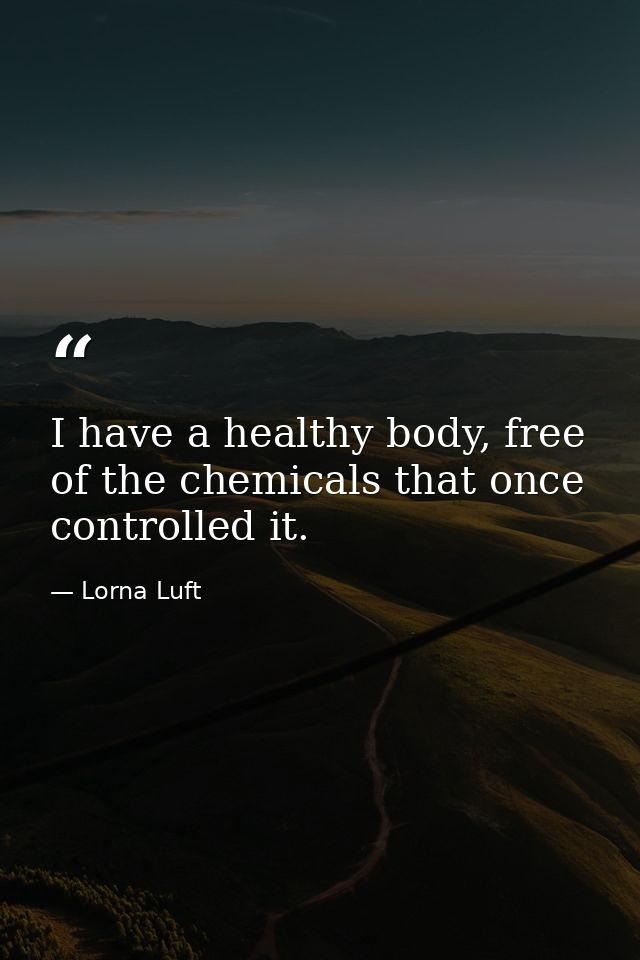 I have a healthy body, free of the chemicals that once controlled it. — Lorna Luft