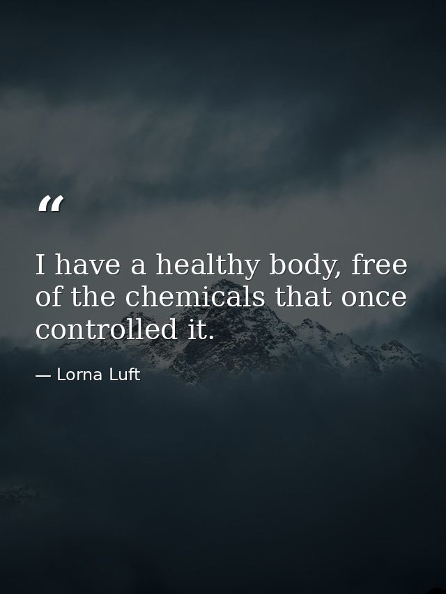 I have a healthy body, free of the chemicals that once controlled it. — Lorna Luft