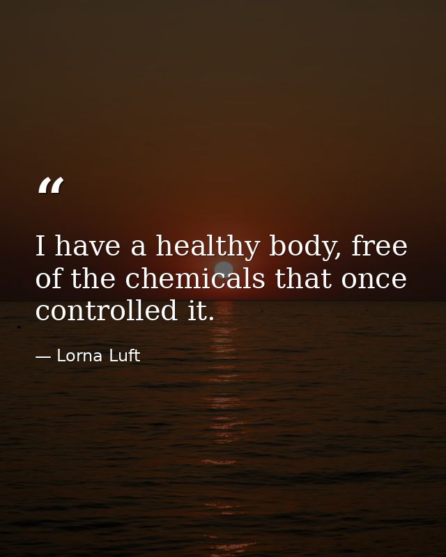 I have a healthy body, free of the chemicals that once controlled it. — Lorna Luft