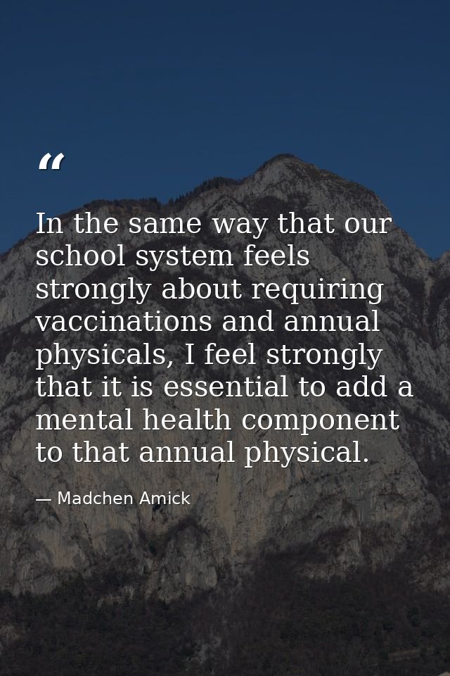 In the same way that our school system feels strongly about requiring vaccinations and annual physicals, I feel strongly — Madchen Amick