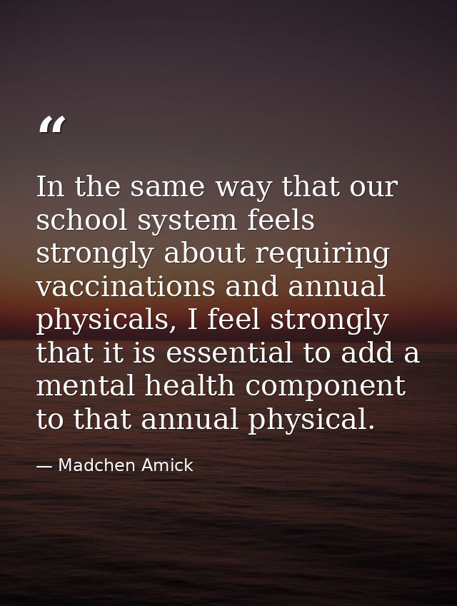 In the same way that our school system feels strongly about requiring vaccinations and annual physicals, I feel strongly — Madchen Amick