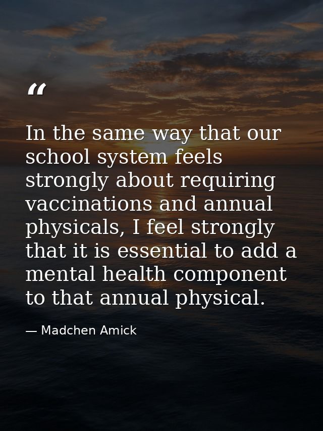 In the same way that our school system feels strongly about requiring vaccinations and annual physicals, I feel strongly — Madchen Amick