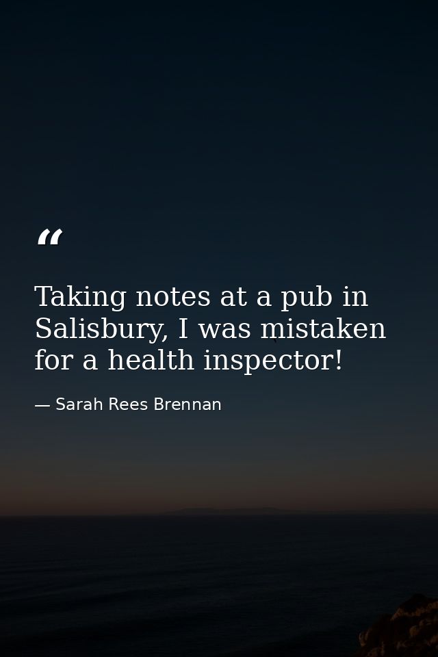 Taking notes at a pub in Salisbury, I was mistaken for a health inspector! — Sarah Rees Brennan