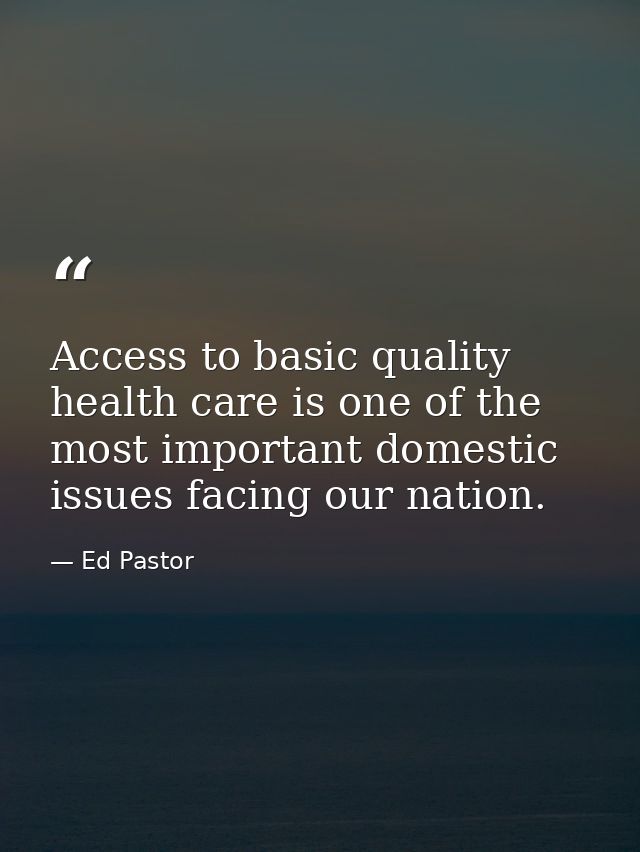 Access to basic quality health care is one of the most important domestic issues facing our nation. — Ed Pastor