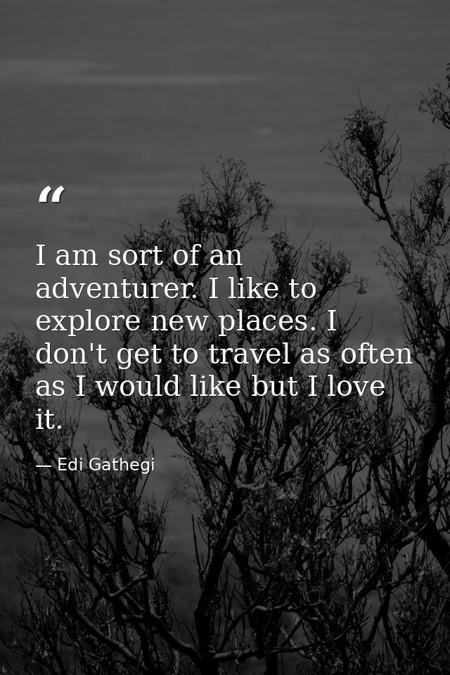 I am sort of an adventurer. I like to explore new places. I don't get to travel as often as I would like but I love it. — Edi Gathegi