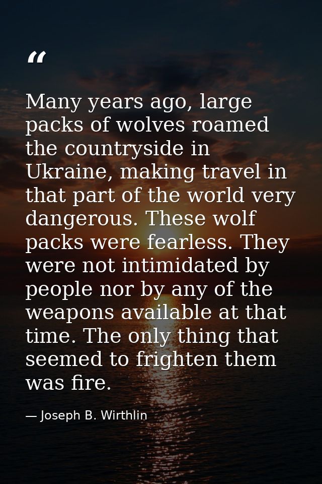 Many years ago, large packs of wolves roamed the countryside in Ukraine, making travel in that part of the world very da — Joseph B. Wirthlin