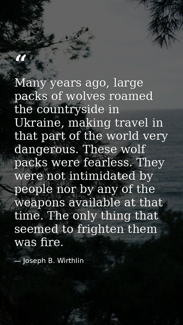 Many years ago, large packs of wolves roamed the countryside in Ukraine, making travel in that part of the world very da — Joseph B. Wirthlin