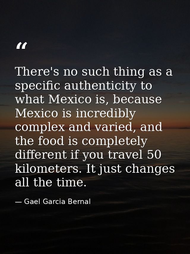There's no such thing as a specific authenticity to what Mexico is, because Mexico is incredibly complex and varied, and — Gael Garcia Bernal