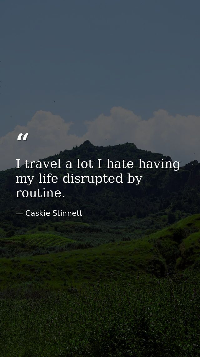 I travel a lot I hate having my life disrupted by routine. — Caskie Stinnett
