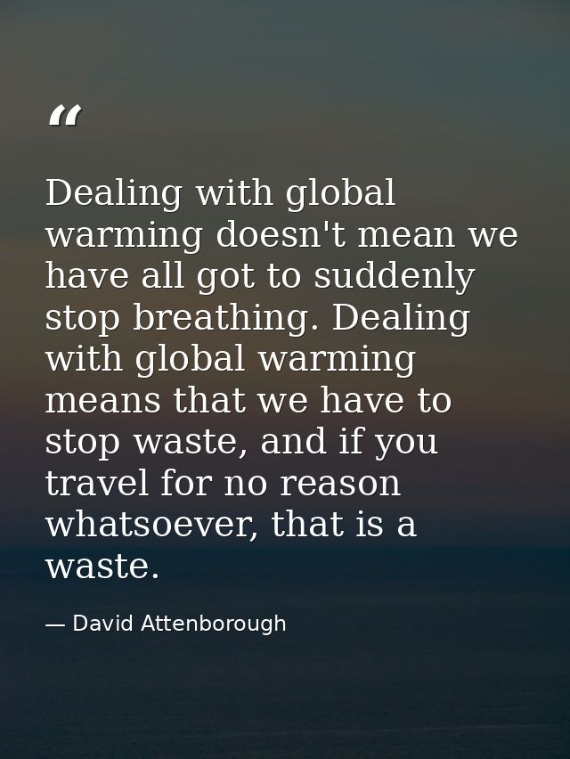 Dealing with global warming doesn't mean we have all got to suddenly stop breathing. Dealing with global warming means t — David Attenborough