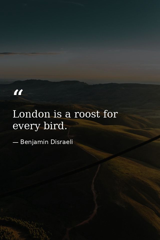 London is a roost for every bird. — Benjamin Disraeli
