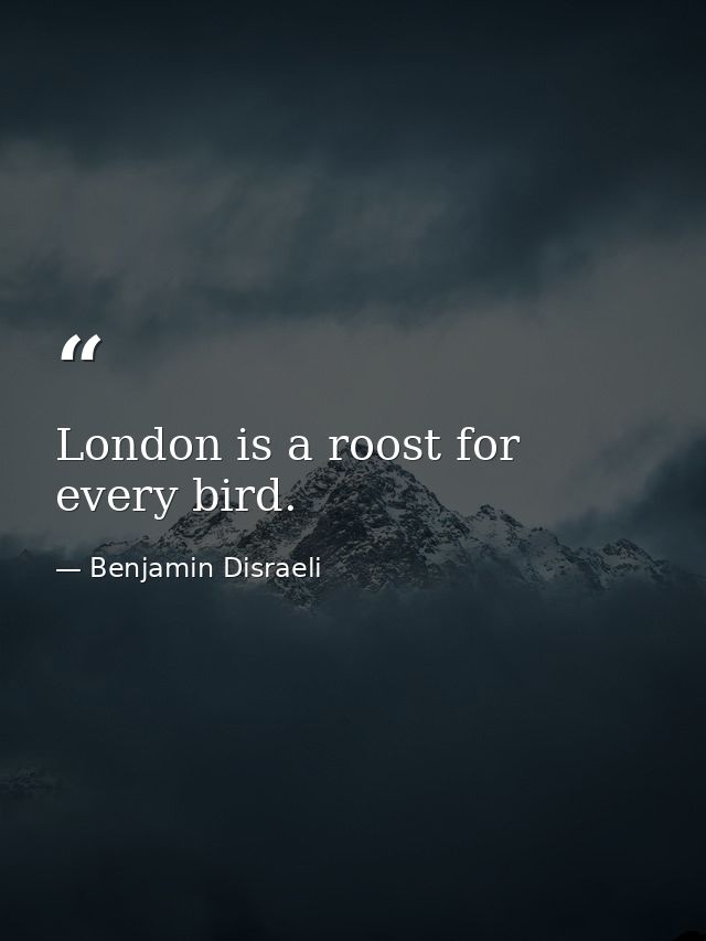 London is a roost for every bird. — Benjamin Disraeli