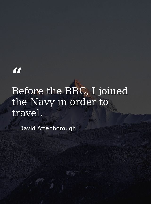 Before the BBC, I joined the Navy in order to travel. — David Attenborough