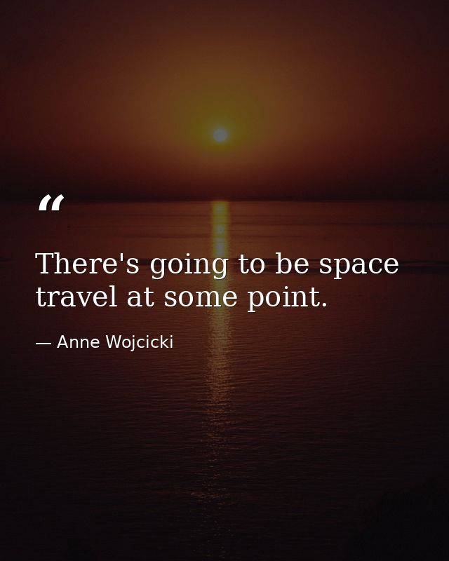 There's going to be space travel at some point. — Anne Wojcicki