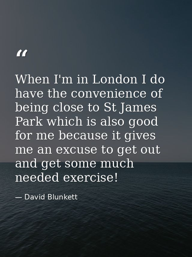 When I'm in London I do have the convenience of being close to St James Park which is also good for me because it gives  — David Blunkett