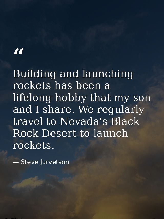 Building and launching rockets has been a lifelong hobby that my son and I share. We regularly travel to Nevada's Black  — Steve Jurvetson
