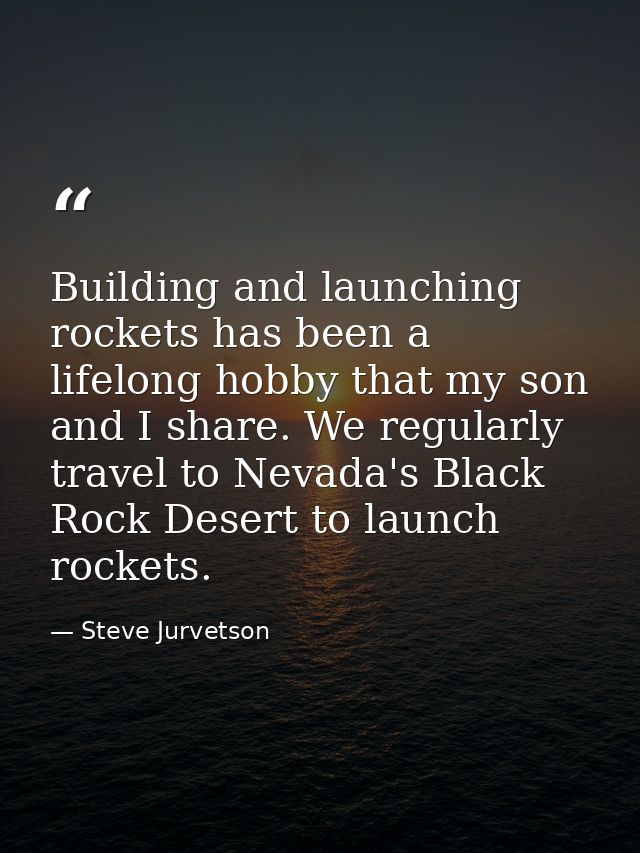 Building and launching rockets has been a lifelong hobby that my son and I share. We regularly travel to Nevada's Black  — Steve Jurvetson