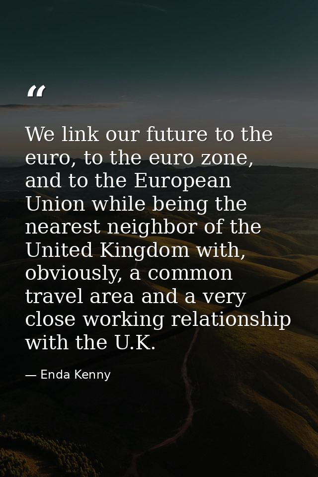 We link our future to the euro, to the euro zone, and to the European Union while being the nearest neighbor of the Unit — Enda Kenny