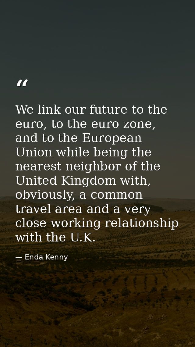 We link our future to the euro, to the euro zone, and to the European Union while being the nearest neighbor of the Unit — Enda Kenny