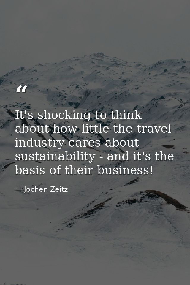 It's shocking to think about how little the travel industry cares about sustainability - and it's the basis of their bus — Jochen Zeitz