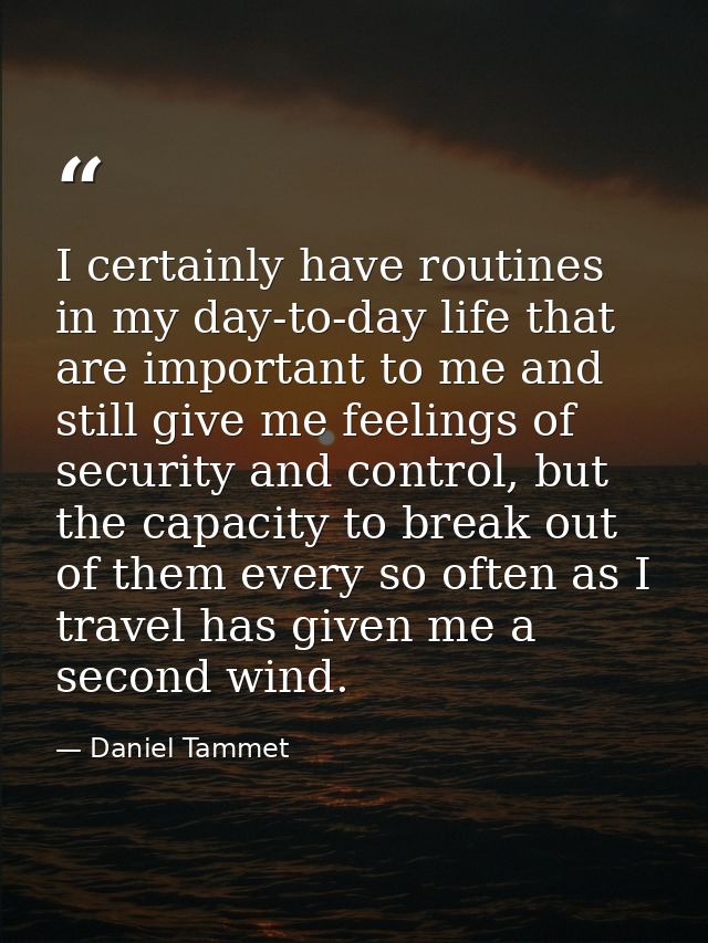 I certainly have routines in my day-to-day life that are important to me and still give me feelings of security and cont — Daniel Tammet