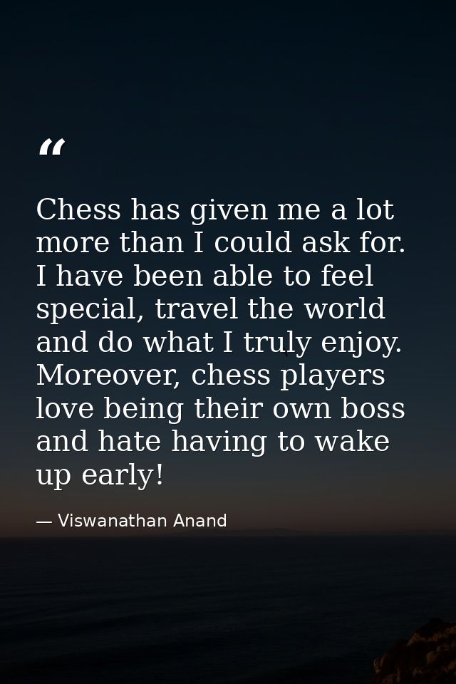 Chess has given me a lot more than I could ask for. I have been able to feel special, travel the world and do what I tru — Viswanathan Anand