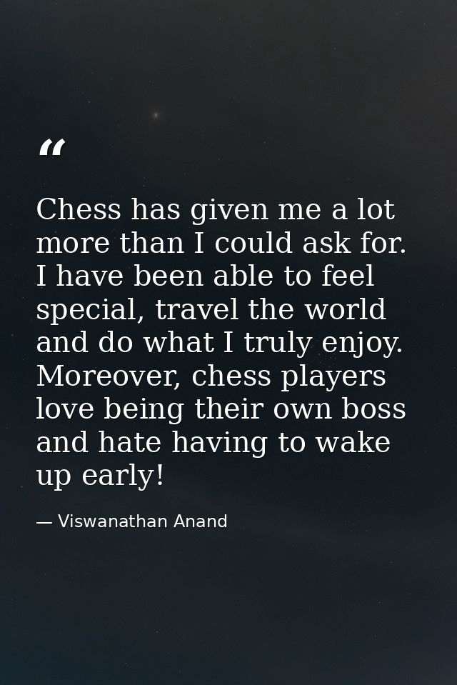 Chess has given me a lot more than I could ask for. I have been able to feel special, travel the world and do what I tru — Viswanathan Anand