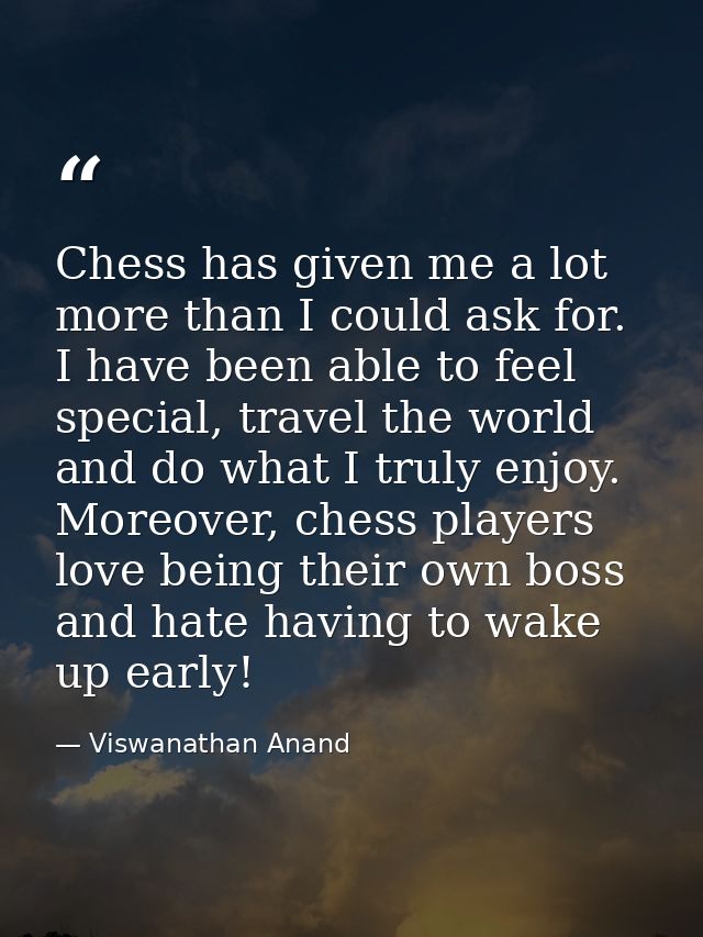 Chess has given me a lot more than I could ask for. I have been able to feel special, travel the world and do what I tru — Viswanathan Anand