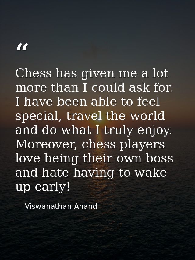 Chess has given me a lot more than I could ask for. I have been able to feel special, travel the world and do what I tru — Viswanathan Anand