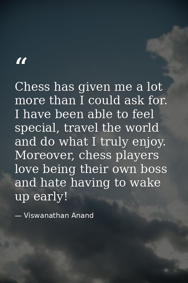 Chess has given me a lot more than I could ask for. I have been able to feel special, travel the world and do what I tru — Viswanathan Anand