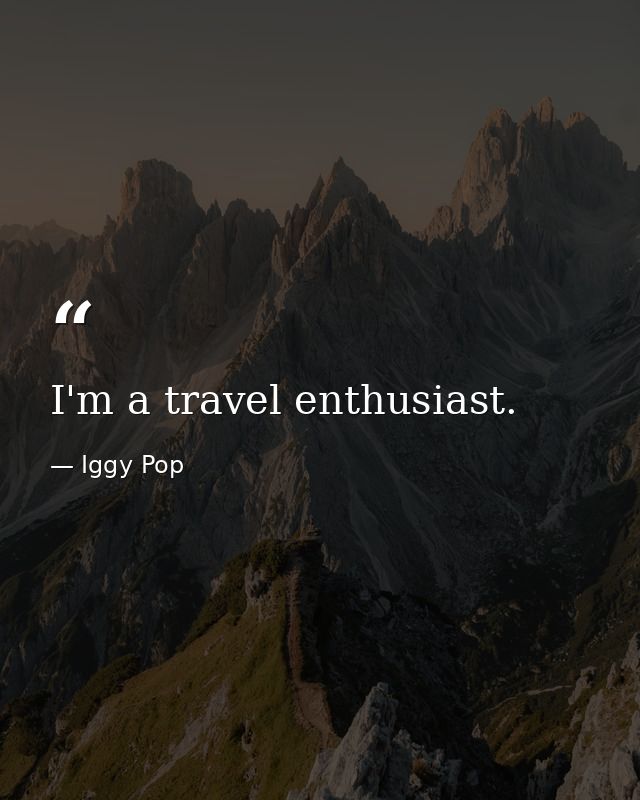 I'm a travel enthusiast. — Iggy Pop