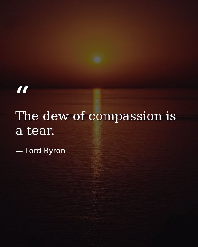 The dew of compassion is a tear. — Lord Byron