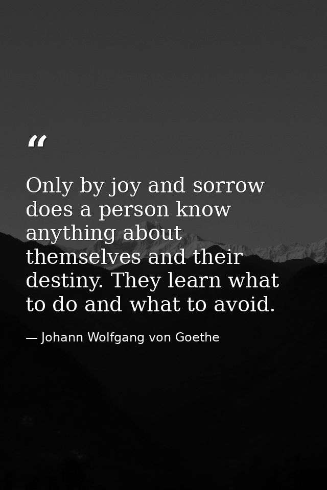 Only by joy and sorrow does a person know anything about themselves and their destiny. They learn what to do and what to — Johann Wolfgang von Goethe