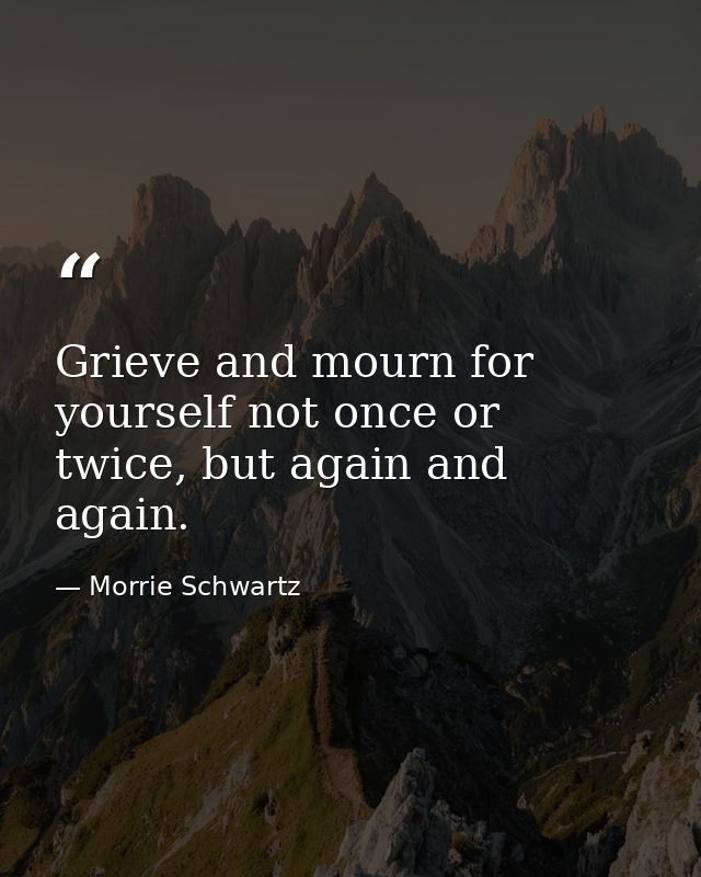 Grieve and mourn for yourself not once or twice, but again and again. — Morrie Schwartz
