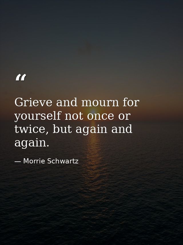 Grieve and mourn for yourself not once or twice, but again and again. — Morrie Schwartz
