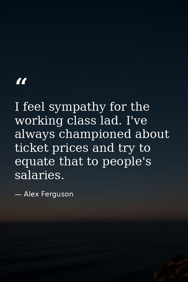 I feel sympathy for the working class lad. I've always championed about ticket prices and try to equate that to people's — Alex Ferguson