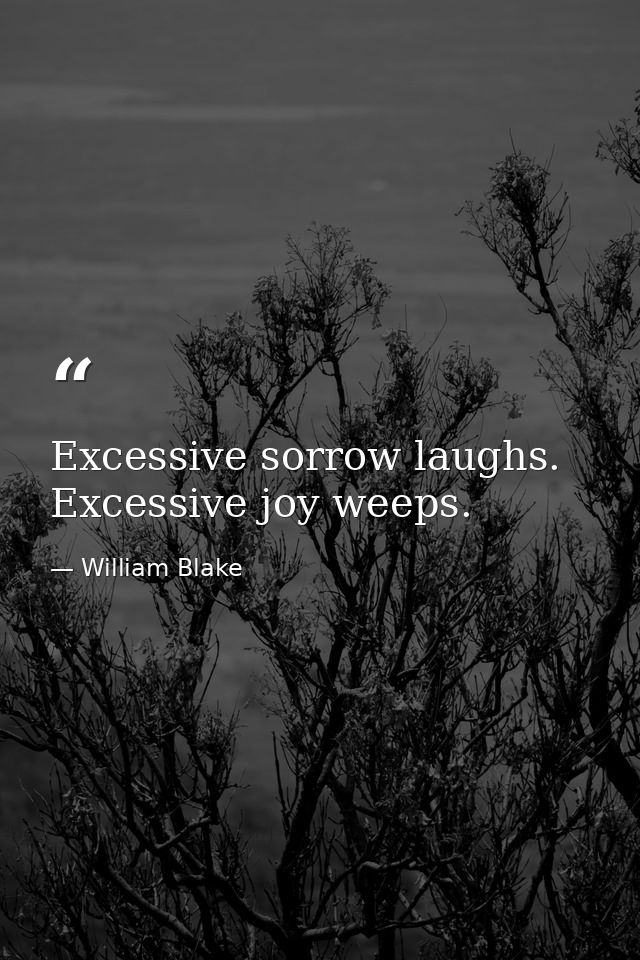 Excessive sorrow laughs. Excessive joy weeps. — William Blake