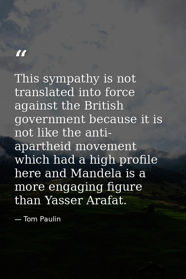 This sympathy is not translated into force against the British government because it is not like the anti- apartheid mov — Tom Paulin