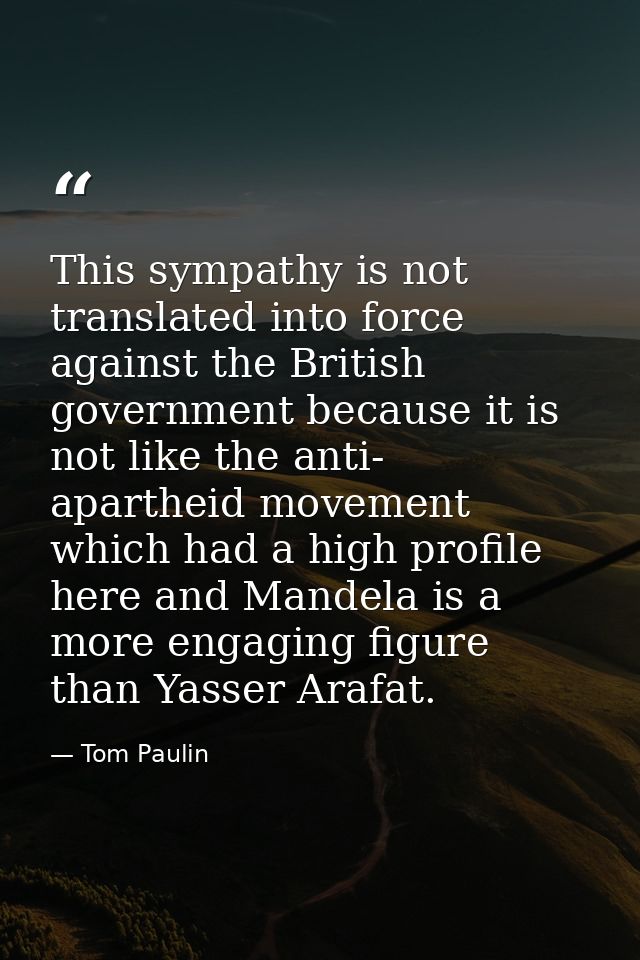 This sympathy is not translated into force against the British government because it is not like the anti- apartheid mov — Tom Paulin