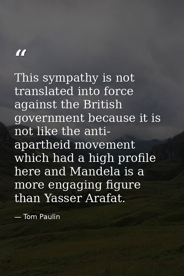 This sympathy is not translated into force against the British government because it is not like the anti- apartheid mov — Tom Paulin